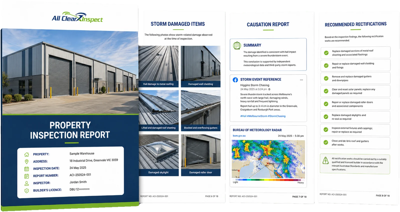 Sample commercial property inspection report for a warehouse