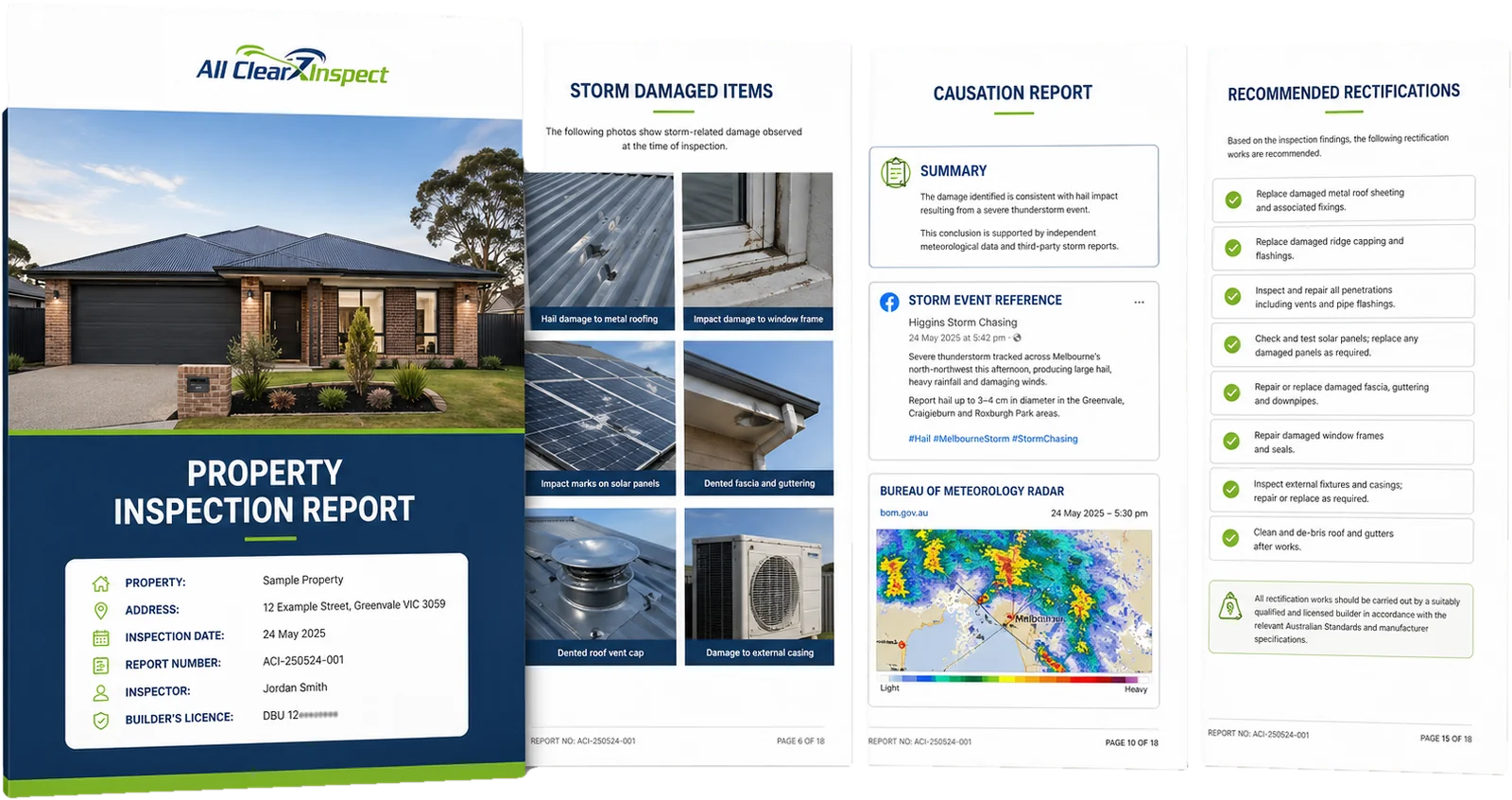 Sample All Clear Inspect residential property inspection report pages